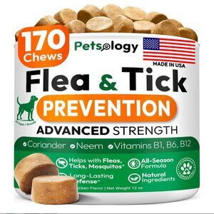 Natural Flea & Tick Prevention Chewable Pills for All Dogs PETSOLOGY
